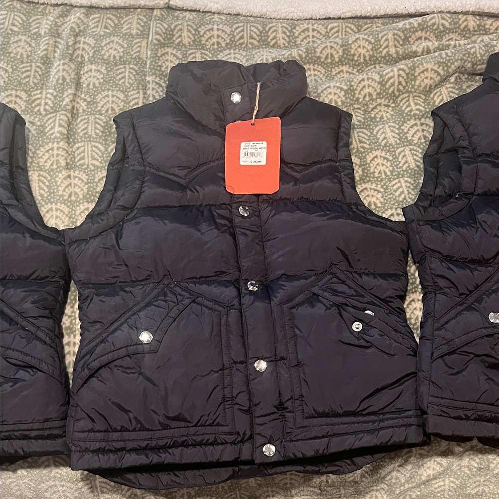 True Religion Black Puffer Vest with Silver Buttons